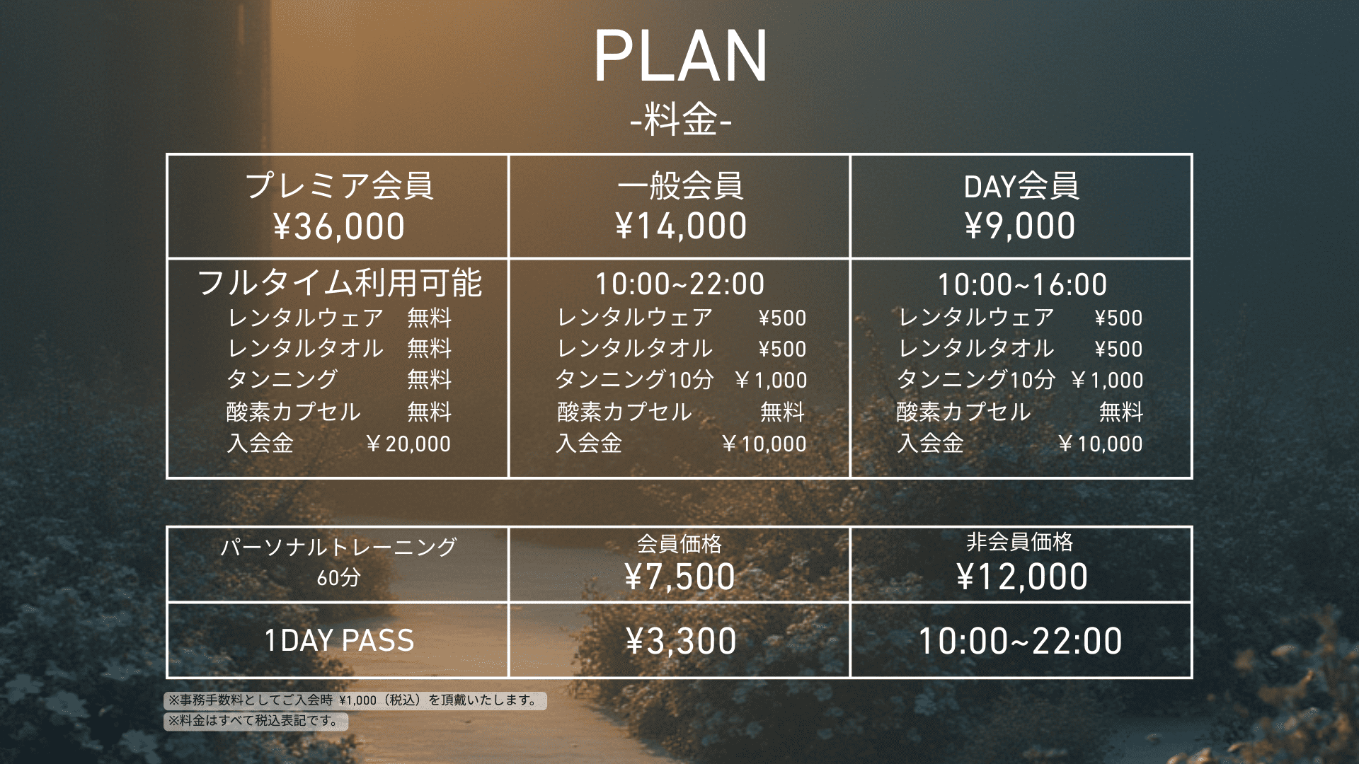 オプション料金表